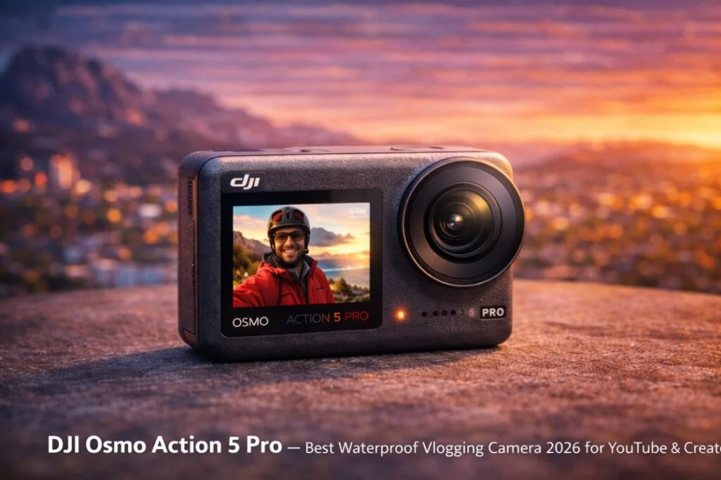 DJI Osmo Action 5 Pro action vlogging camera with waterproof design for creators in 2026